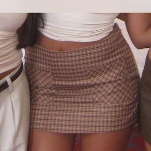 Plaid Brown Mini Skort